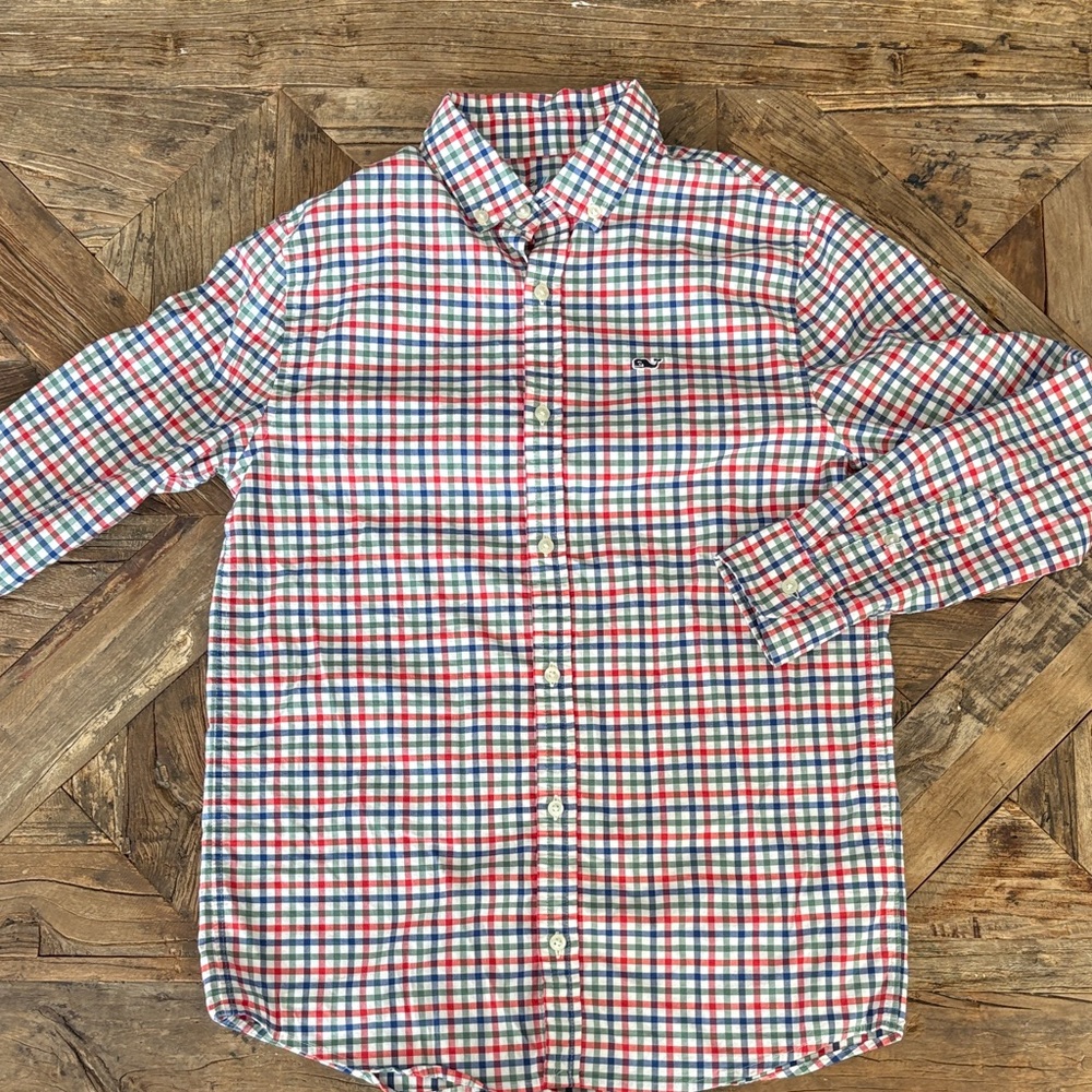 Vineyard Vines Kids Red and Blue Checkered Button Down Shirt